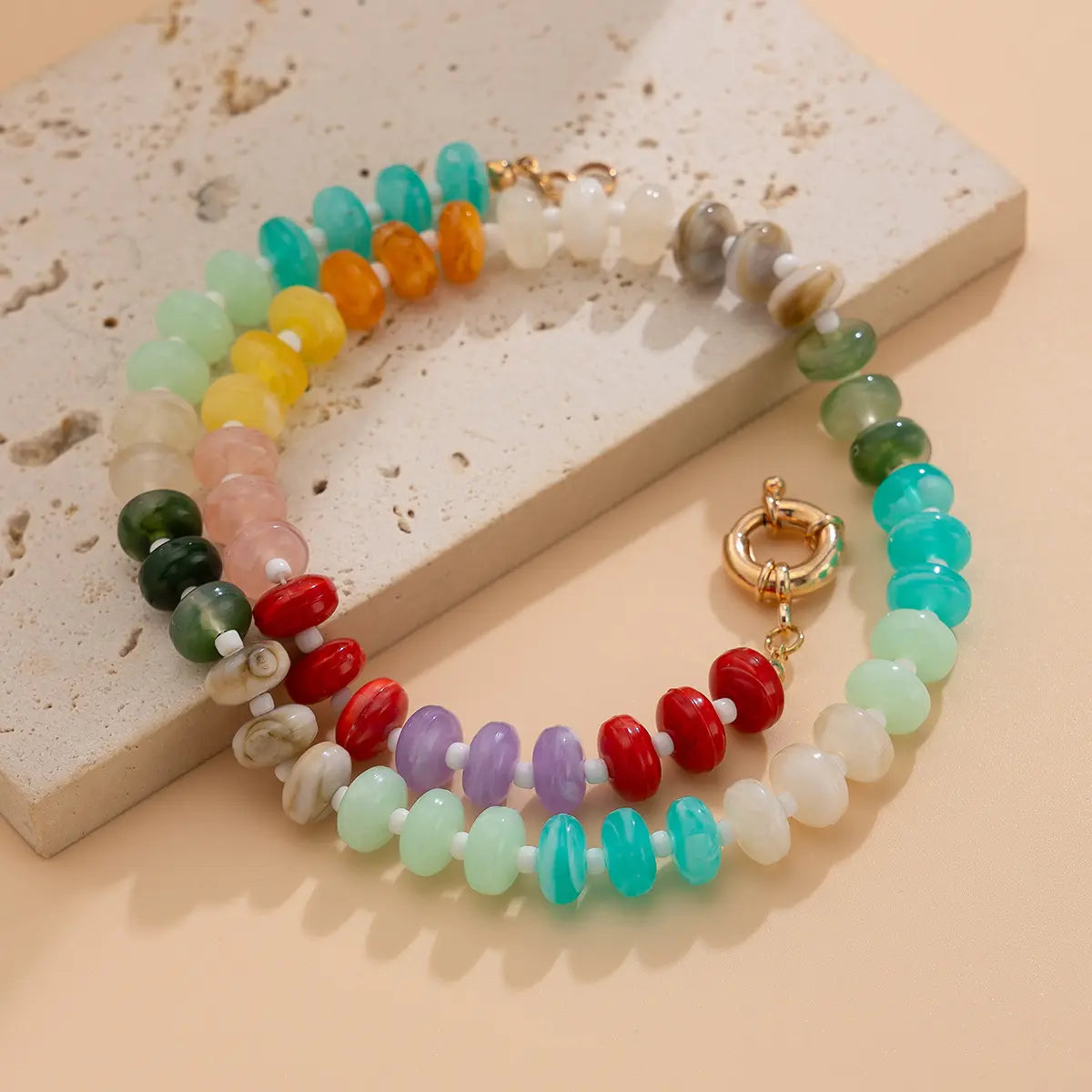 Cool Harmony - Rainbow Bead Necklace